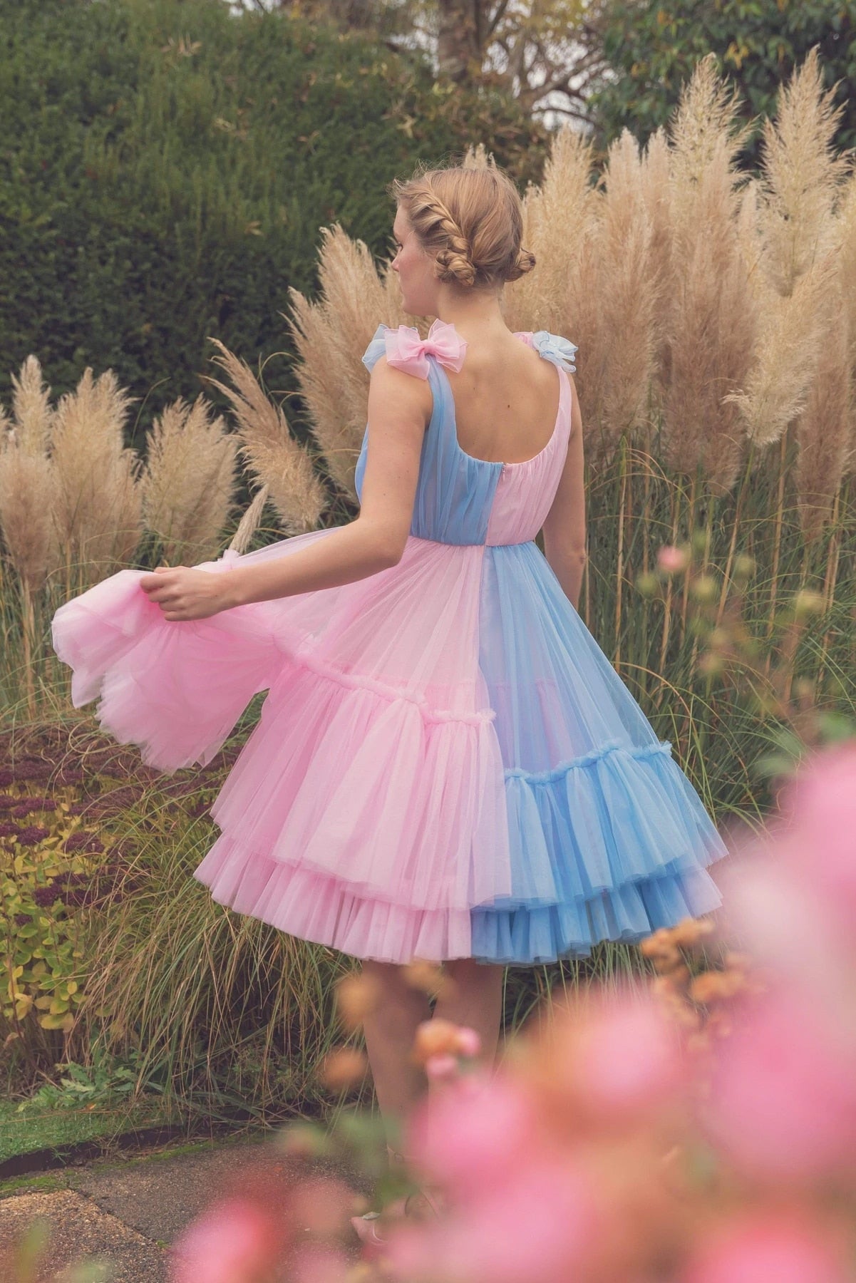 Homecoming Dresses: Pink Blue Tulle A Line Party Prom Dresses