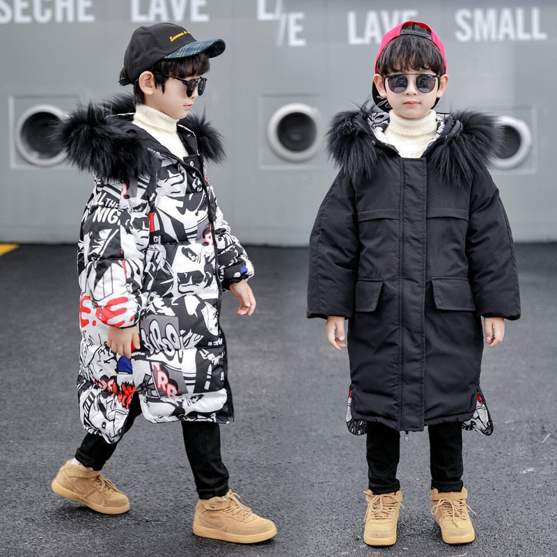Two-sided Children Outwear Boy Hooded Waterproof Children Jacket Coat