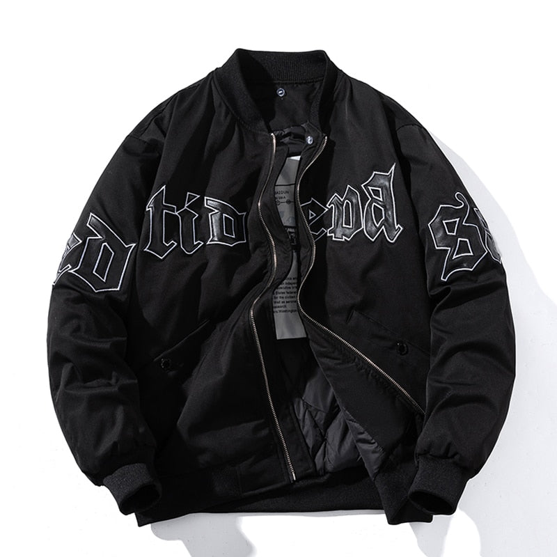 Men Women Letter Baseball Jacket Winter Vintage Bomber Jacket Fashion