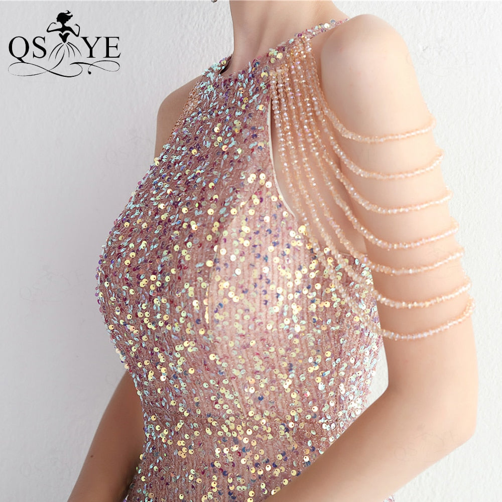 Homecoming Dresses: Prom Dresses Beaded Shoulder Straps Sequin Evening Gown