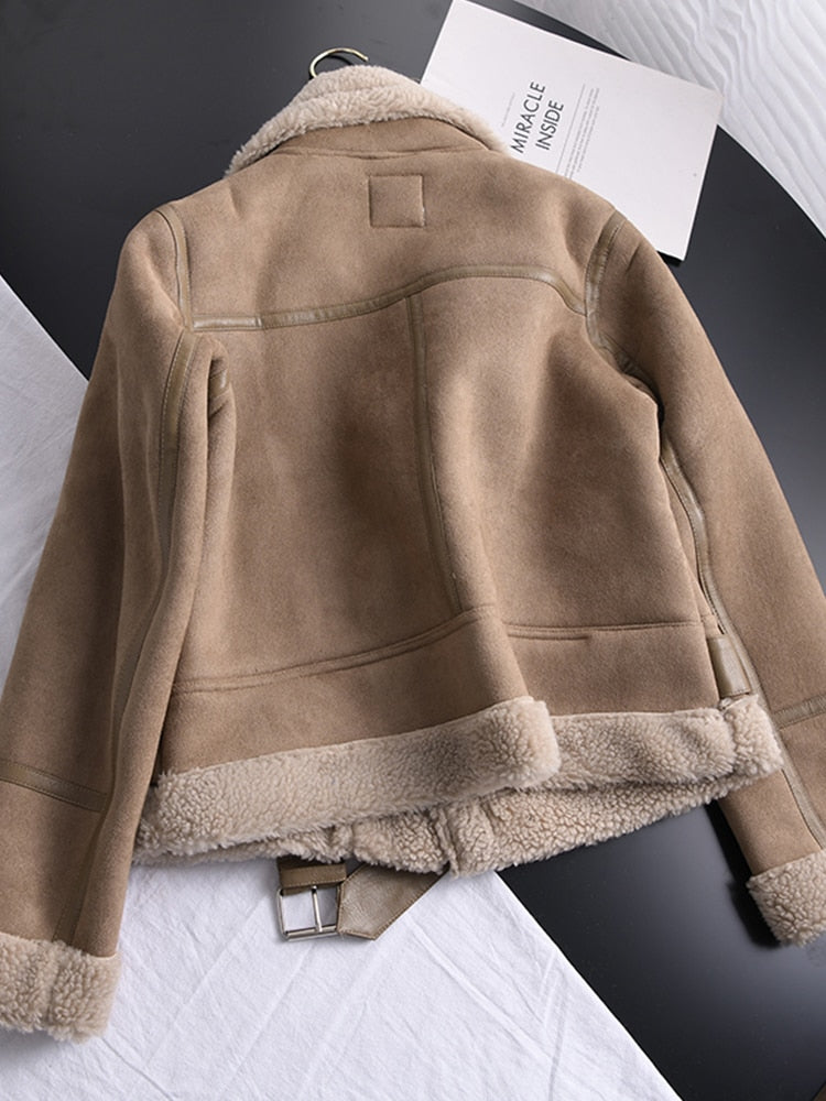 Winter Women Thick Warm Jacket Short Motorcycle Coats