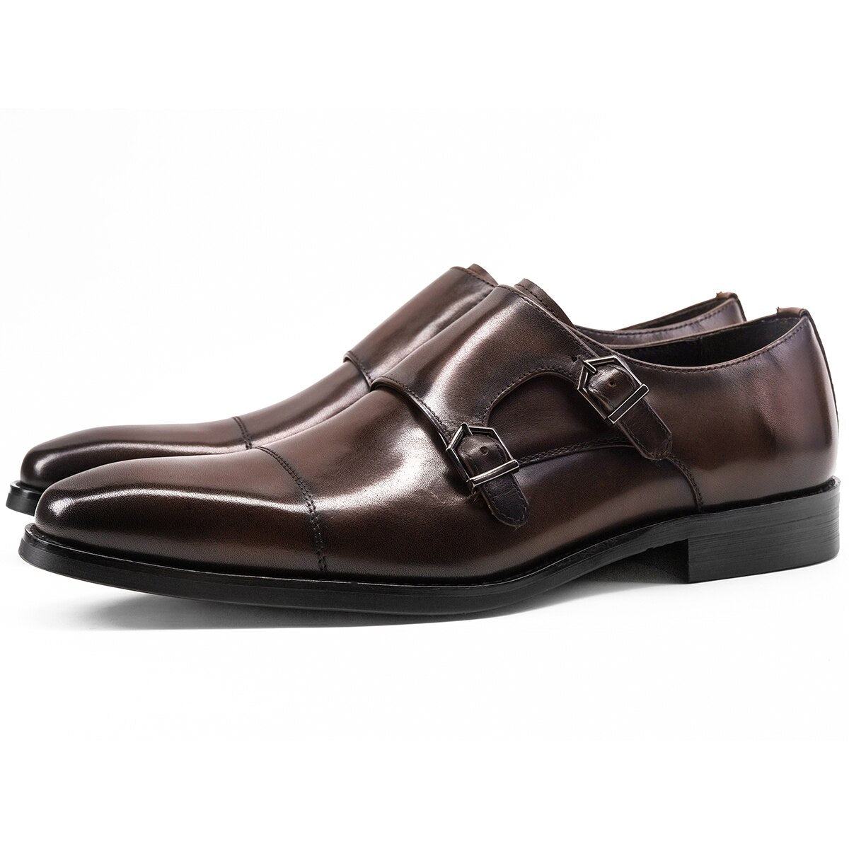 Dress Genuine Leather Shoes Party Buckle Strap Monk Shoes