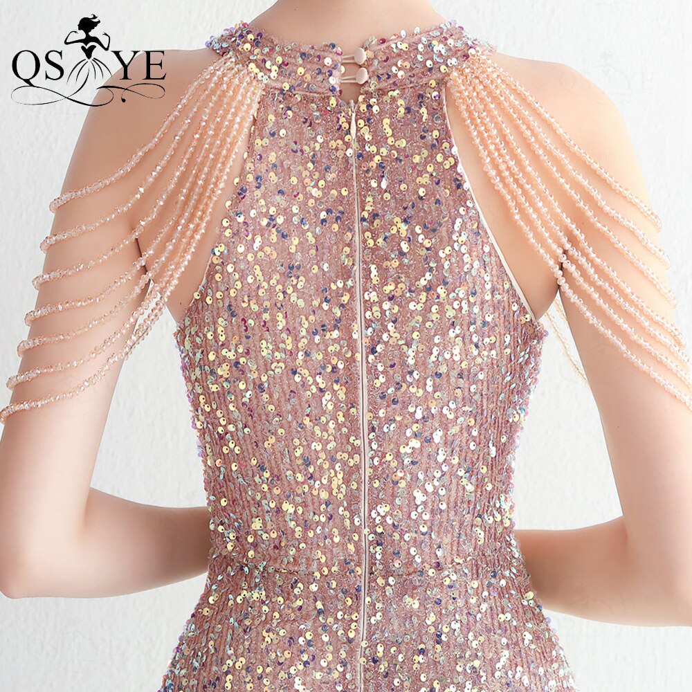 Homecoming Dresses: Prom Dresses Beaded Shoulder Straps Sequin Evening Gown