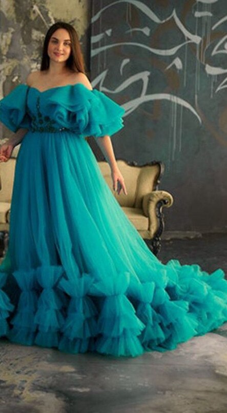 Evening wear Dresses: Mother And Daughter Matching Tulle Fluffy Dresses Ruffle