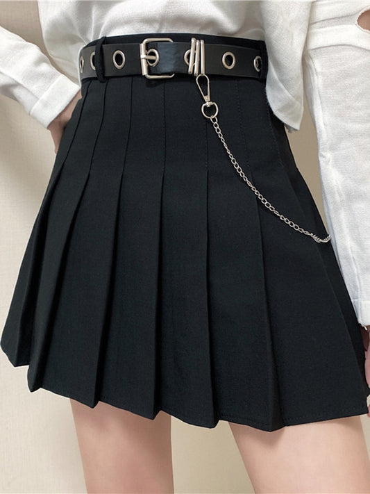 Plaid Skirt Women Punk y2k High Waist Mini Tennis Skirts Uniform Chain