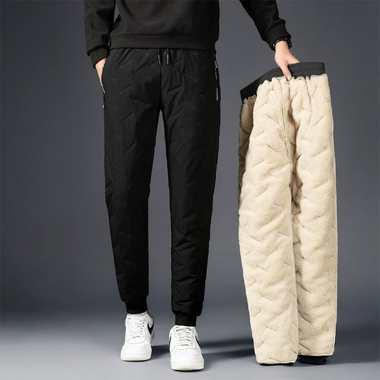 Men Winter Fleece Thick Lambswool Warm Sweatpants Casual