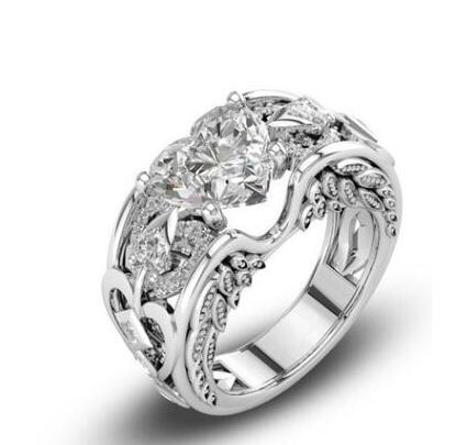 Classic 5 Color Authentic with Stamp Ring Multicolor Love Heart Zircon Plata Ring