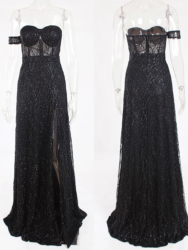 Homecoming Dresses: One Sleeve Strapless Long Ball Gown Split Leg Hollow Out