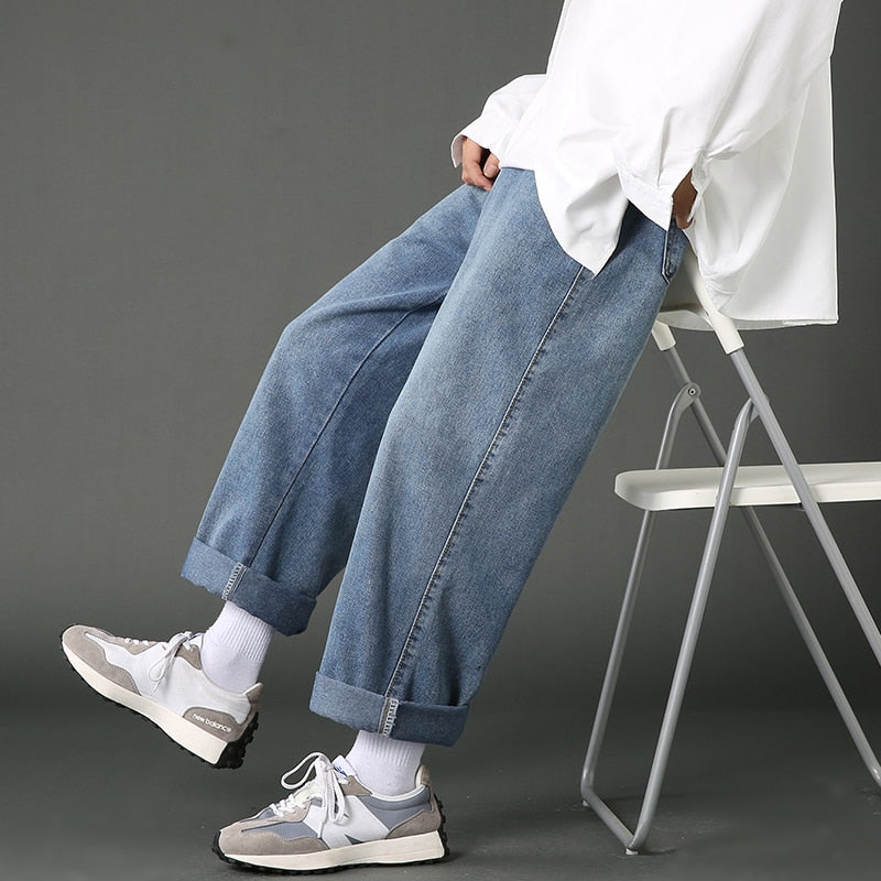 Street Casual Loose Jeans Men Korean Fashion Loose Straight