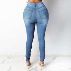 5 Colors High Waist Thin Jeans For Women Fashion Casual Slim Elastic Denim