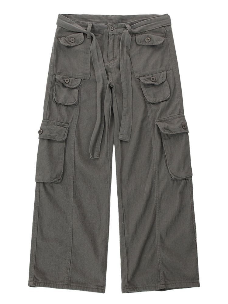 High street retro casual large pocket overalls men and women