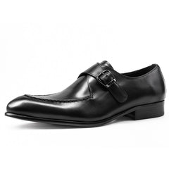 Fashion Monk Shoes Sale Breathable Cow Genuine Leather Pointed Toe Buckle Strap Men Dress Shoes