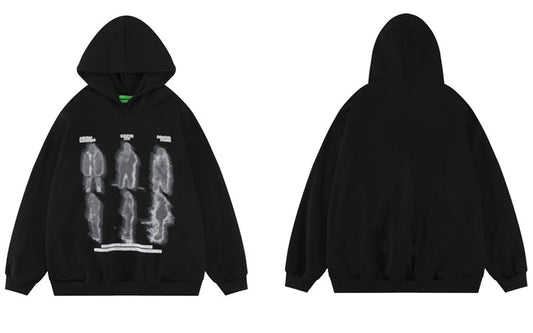 Hip Hop Hoodie Sweatshirt Streetwear Mens Shadow Graphic Print Punk Gothic