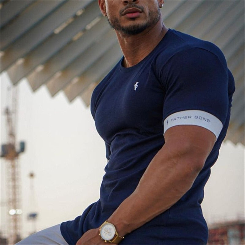 T-shirt Men Short sleeve T-shirt Casual Slim t shirt Male Fitness Bodybuilding
