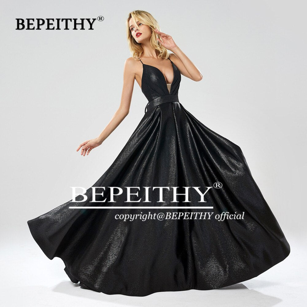 Homecoming Dresses: V Neck A Line Gray Long Prom Dresses Backless