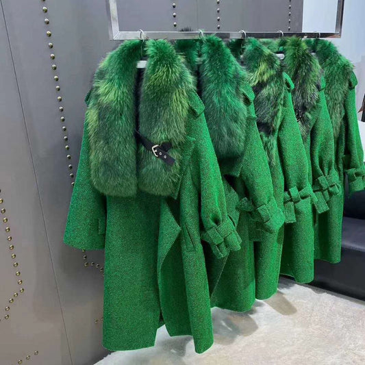 Women Coat Autumn And Winter Natural Fox Collar Removable Real Fur Jacket