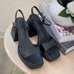 Women Leather Shoes Super High Heel Platform Sandals Buckle