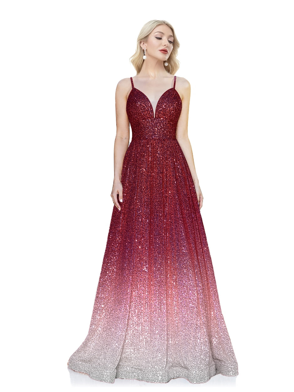 Evening wear Dresses: Elegant Green Red Evening Dress Formal Cocktail Gowns