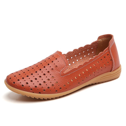 Summer Women Fashion Casual Shoes Leather Slip-on Flats Loafers Ladies