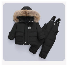 Children Snowsuit Winter Baby Down Jacket Jumpsuit Parka Real Fur