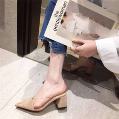 Square heel High heels Muller slippers women summer shoes women Fashion