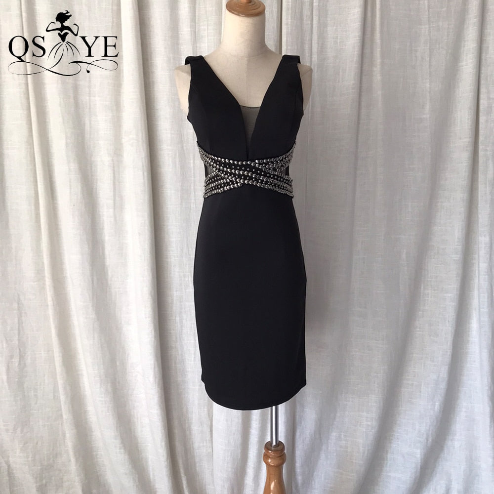 Homecoming Dresses: Prom Dresses Sheath Stretchy Evening Deep V Neck Party Girl