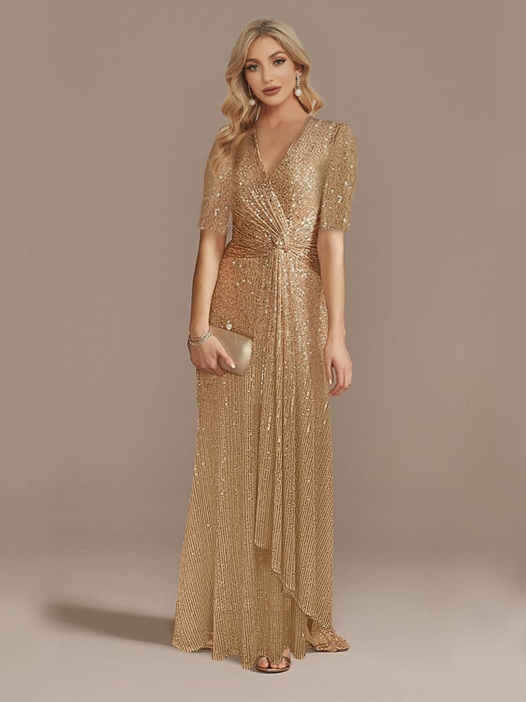 Evening wear Dresses: V-Neck Evening Dresses Women Party Maxi Dress