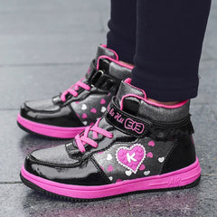 Children Winter Girls Boots 4-10 Years Kids Warm Shoes PLUSH FASHION FLATS