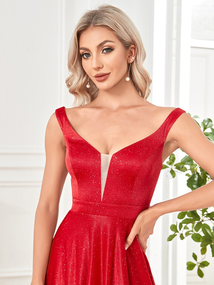 Evening wear Dresses: V-neck Evening Dress Vestido De Festa Evening Gowns Women