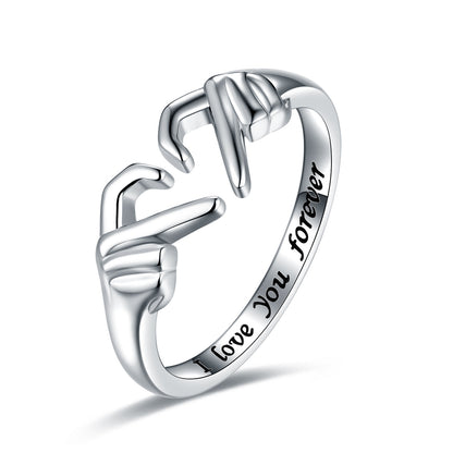 Gothic Hug Muscle Hands Rings For Women Men Adjustable Open Cuff Ring Party
