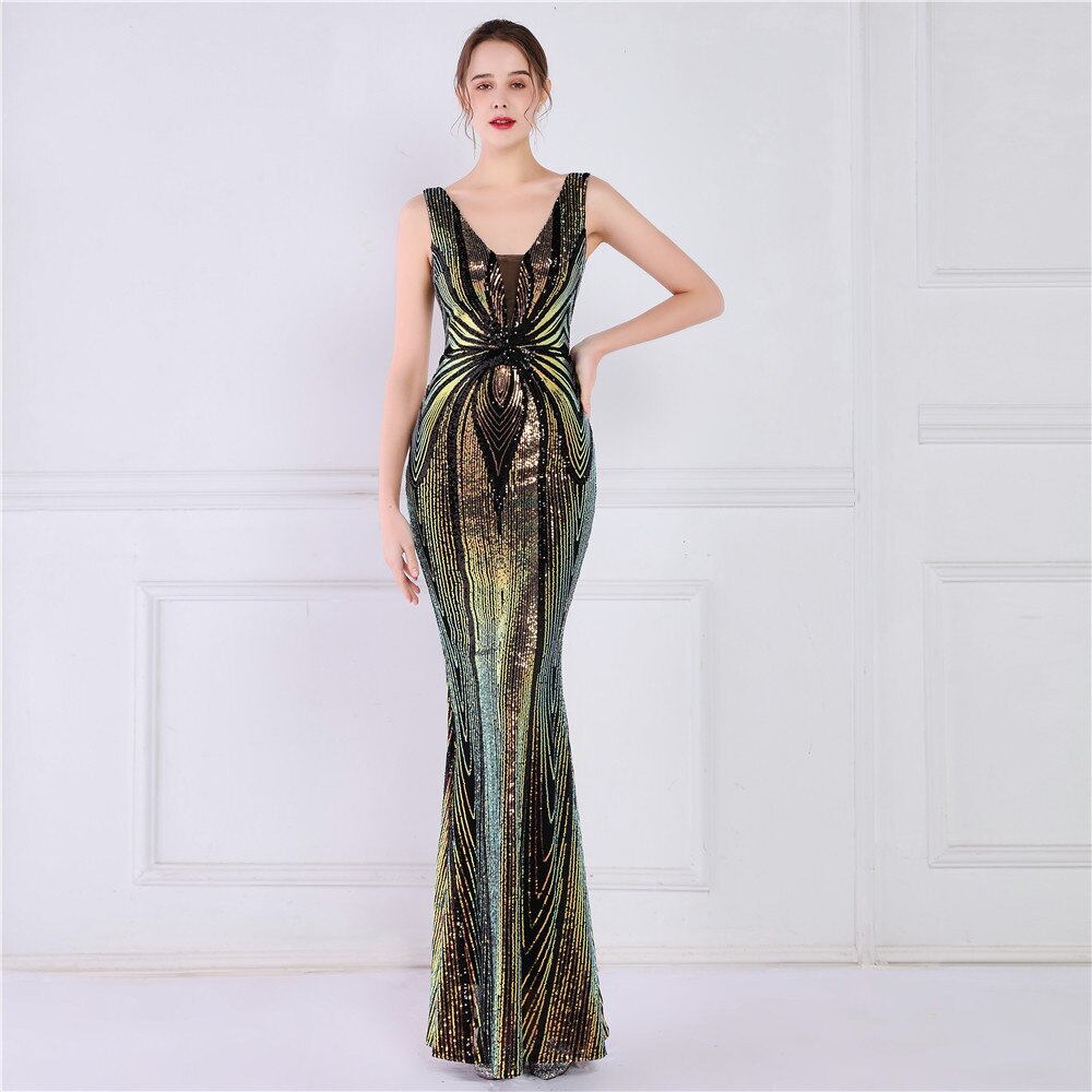 Evening wear Dresses: Mermaid Evening Dress Luxury Sequin Party Maxi Dress