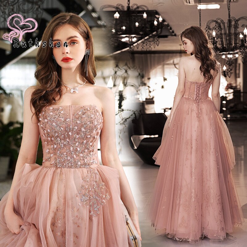 Homecoming Dresses: Prom Dresses Bling Bling Lace Appliques Evening Gown Pink