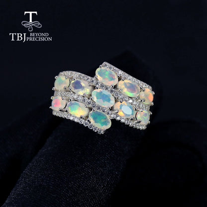 colorful natural opal cut oval 3*5mm women ring 925 sterling silver fine jewelry