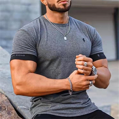 T-shirt Men Short sleeve T-shirt Casual Slim t shirt Male Fitness Bodybuilding