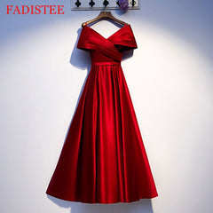 Prom Dresses Burgundy A-line Simple Satin Evening Party Dresses