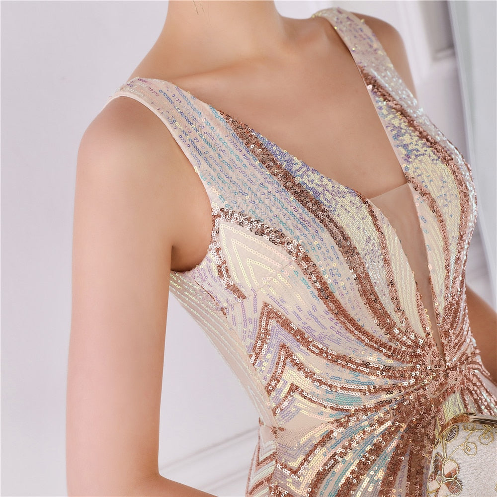 Evening wear Dresses: Mermaid Evening Dress Luxury Sequin Party Maxi Dress