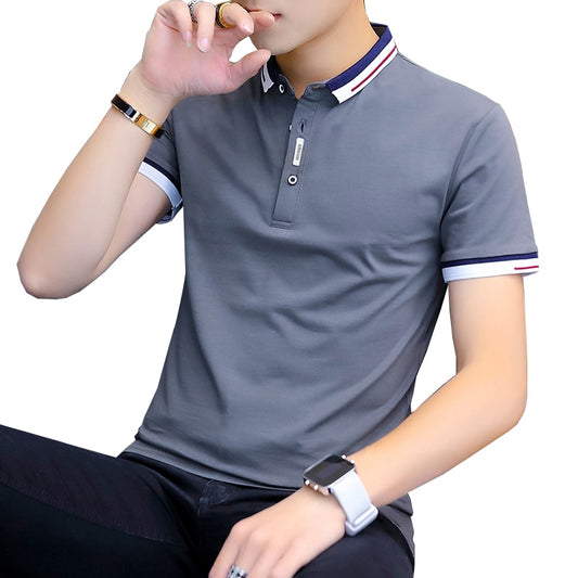 summer casual polo shirt men short sleeve turn down collar slim fit