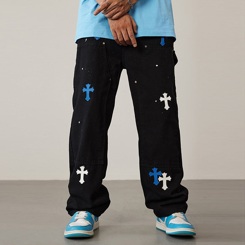 Y2k Womens Boyfriend Baggy Jeans Men White Denim Trouser