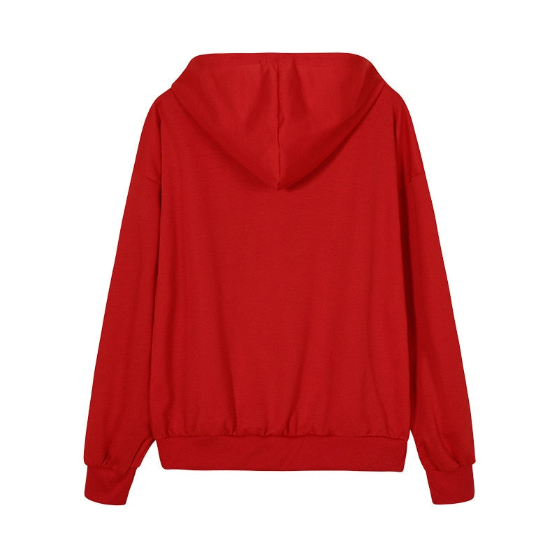 Rhinestone Skeleton Hoodies Women Gothic Black Zip Up Oversized