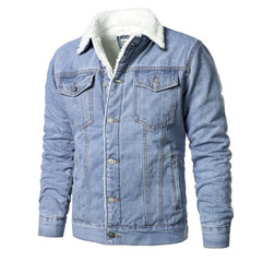 Men Light Blue Denim Jackets Slim Casual Denim Coats New Male High Quality