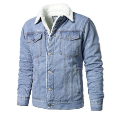 Men Light Blue Denim Jackets Slim Casual Denim Coats Male High Quality