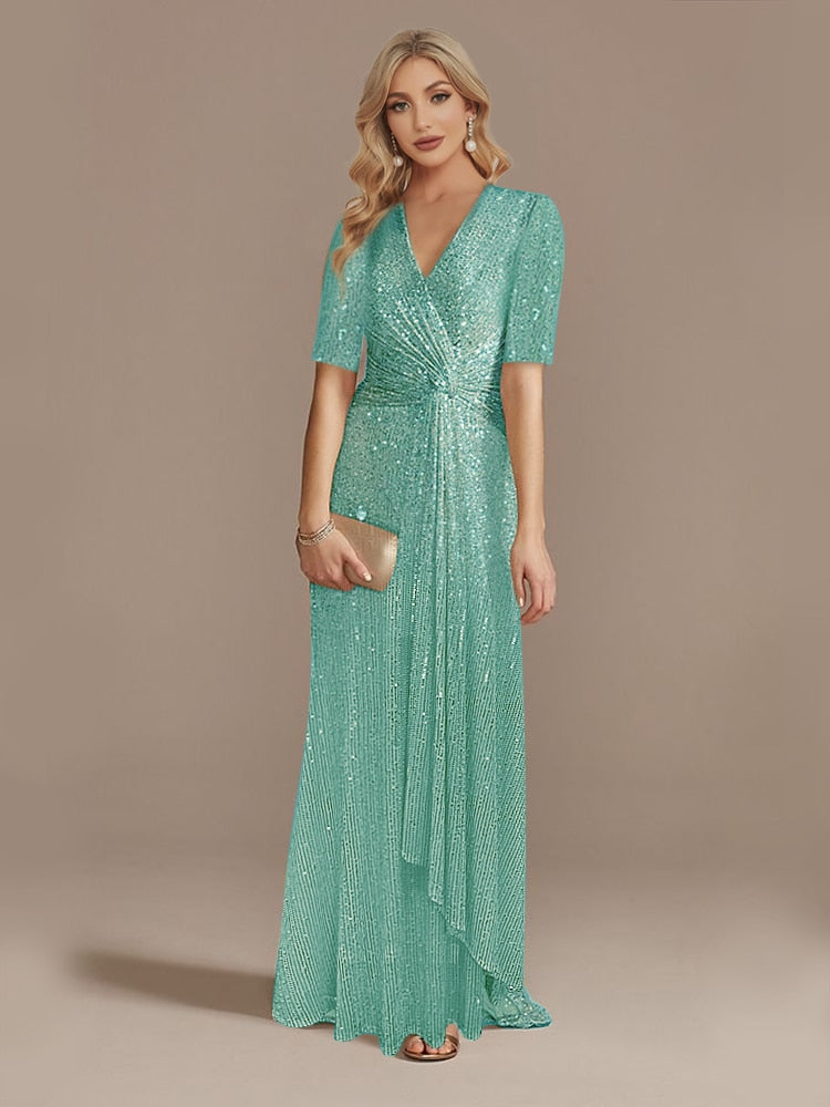 Evening wear Dresses: V-Neck Evening Dresses Women Party Maxi Dress