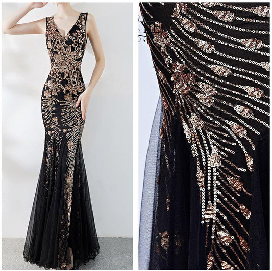 Evening wear Dresses: Green Mermaid Evening Dresses Floral Lace Prom Gown
