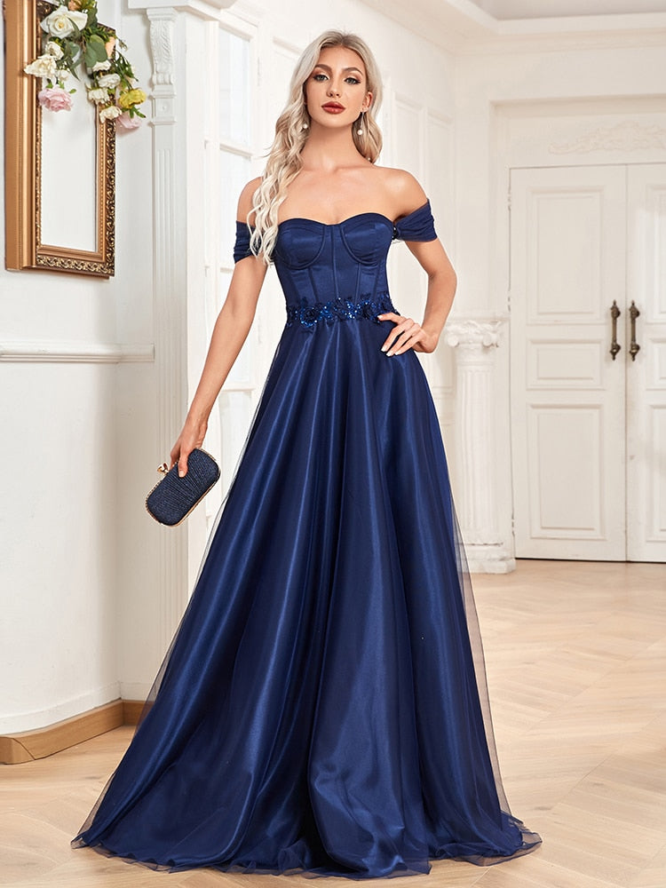Evening wear Dresses: Tulle Off Shoulder Bodycon Ruched Formal