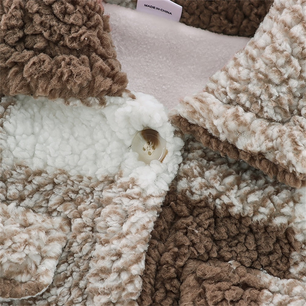 Toddler Girl Plaid Lapel Collar Button Design Coat Jacket for Girls Boy Baby