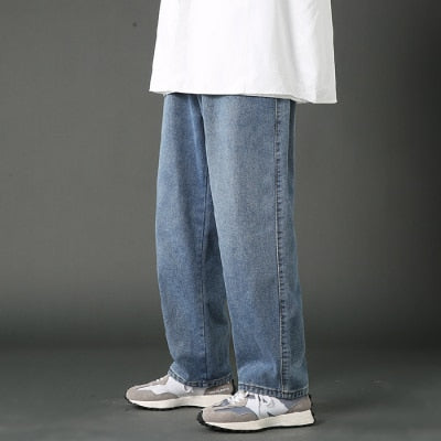 Street Casual Loose Jeans Men Korean Fashion Loose Straight