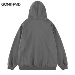 Hip Hop Hoodie Sweatshirt Streetwear Mens Shadow Graphic Print Punk Gothic