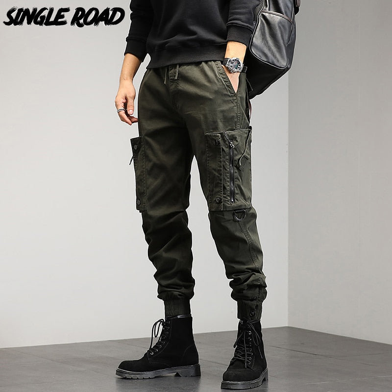 Single Road Mens Cargo Pants Men Techwear Baggy Button Hip Hop