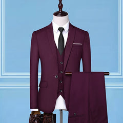 Formal Business Wedding 3 Pieces Suit Set Male Blazers Jacket Pants Vest