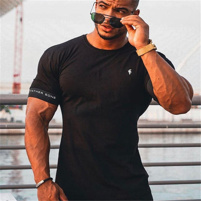 T-shirt Men Short sleeve T-shirt Casual Slim t shirt Male Fitness Bodybuilding